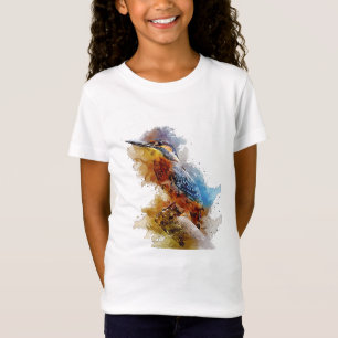 Kingfisher ensam med liten fågel på en peruk t shirt