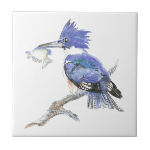 Kingfisher, fågel, natur, vattenfärgsdjur kakelplatta