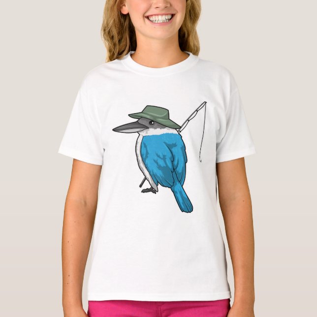 Kingfisher Fishing Fisher Fishing Rod T Shirt (Framsida)