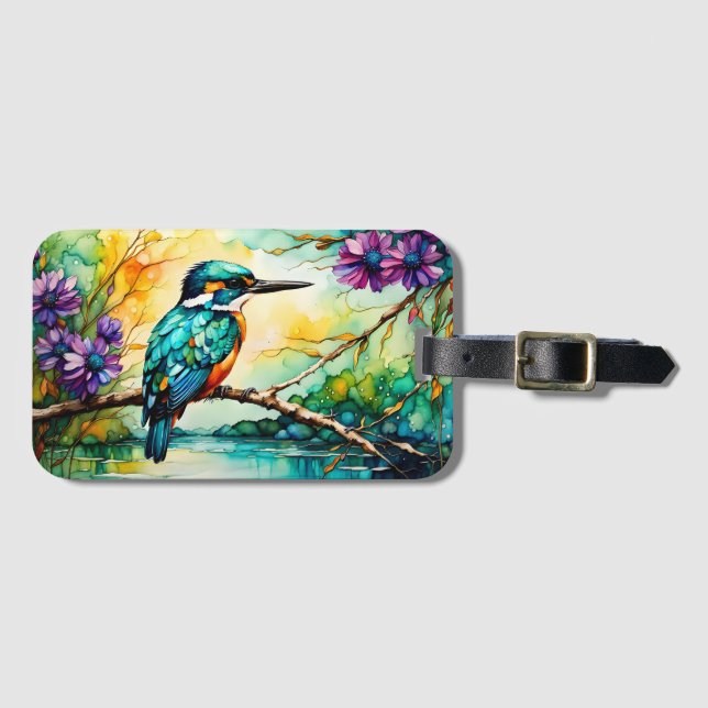 Kingfisher gick över vatten Wildblommor Bagagebricka (Framsida horisontal)