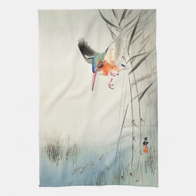 Kingfisher Hunting - Ohara Koson -  Kökshandduk (Vertikal)