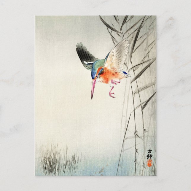 Kingfisher Hunting - Ohara Koson - Vintage Art Vykort (Framsida)