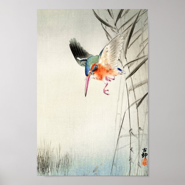 Kingfisher Hunting - Ohara Koson - Vintage Artikel Poster (Framsidan)