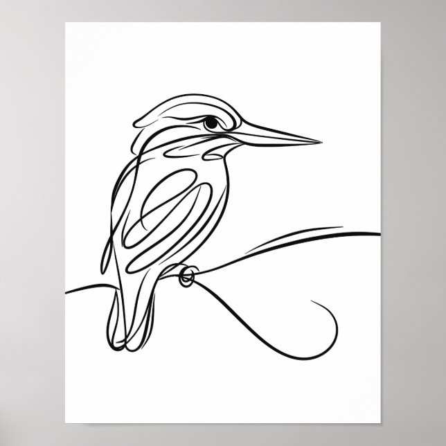 Kingfisher Line Art Irish River Wildlife Poster (Framsidan)