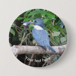 Kingfisher med fisk från Costa Rica Button Knapp