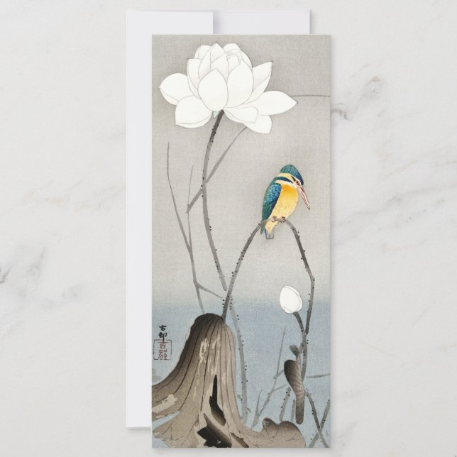 Kingfisher med Lotus Flower - Ohara Koson - kort (Framsida)