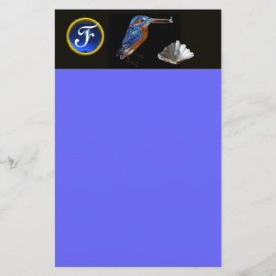 KINGFISHER MONOGRAM , Blå Safir, Svart Brevpapper