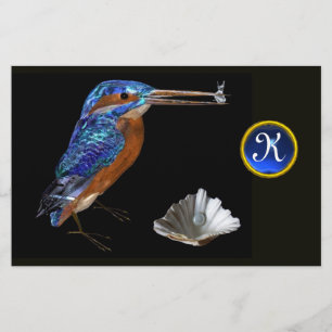 KINGFISHER MONOGRAM, Blue Sapphire, Black Brevpapper