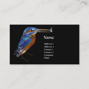 KINGFISHER MONOGRAM , ElectriBlue, Black Visitkort