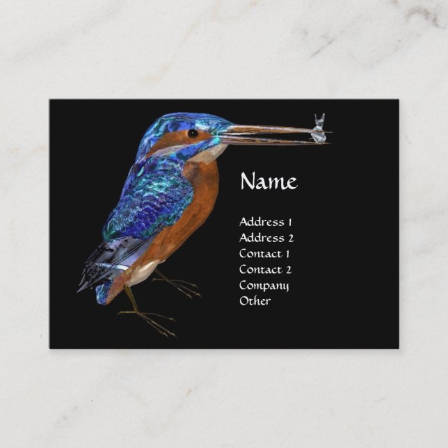 KINGFISHER MONOGRAM , ElectriBlue, Black Visitkort (Framsida)