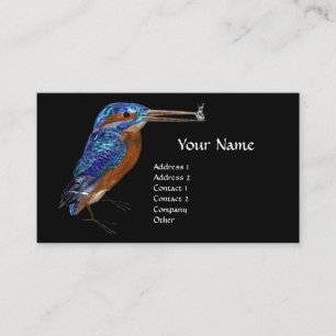 KINGFISHER MONOGRAM , ElectriBlue, Black Visitkort