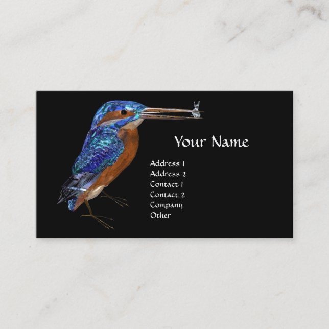 KINGFISHER MONOGRAM , ElectriBlue, Black Visitkort (Framsida)