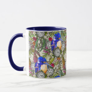 Kingfisher och Native Australian Flowers Mugg