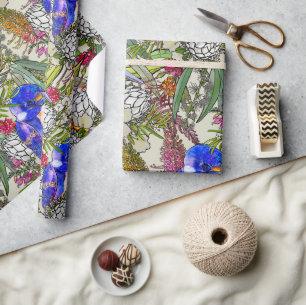 Kingfisher och Native Australian Flowers Presentpapper
