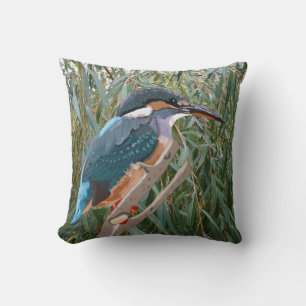 Kingfisher och Willow Lämnat side Kudde