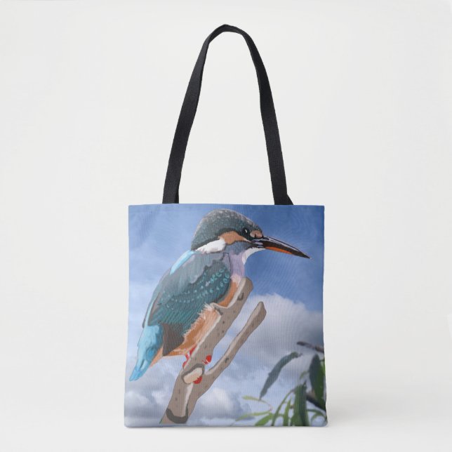 Kingfisher och Willow Tote Bag Tygkasse (Framsida)