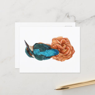 Kingfisher på Flower Postcard Print Vykort