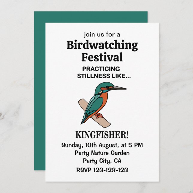 Kingfisher praktiserar Stillness som Kingfisher Inbjudningar (Fram/baksida)