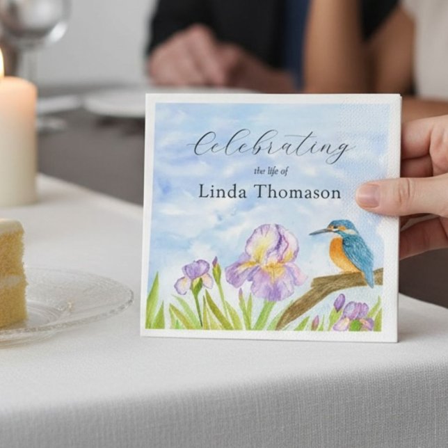  Kingfisher Purple Irises Celebration of Life Pappersservett (Skapare uppladdad)