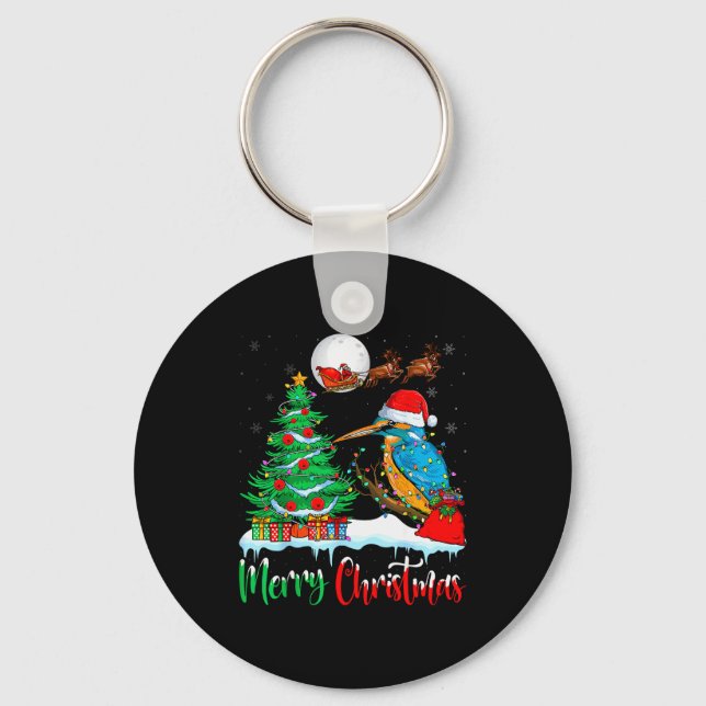 Kingfisher Santa Hat Xmas Tree Merry Christmas Kin Nyckelring (Framsida)