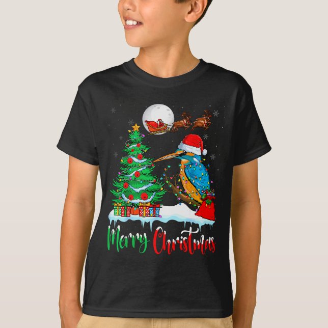 Kingfisher Santa Hat Xmas Tree Merry Christmas Kin T Shirt (Framsida)