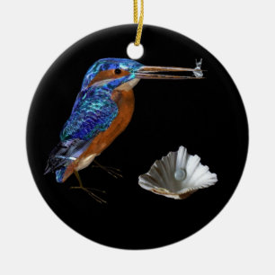 KINGFISHER & SEASHELL BLUE SAPPHIRE MONOGRAM JULGRANSPRYDNAD KERAMIK