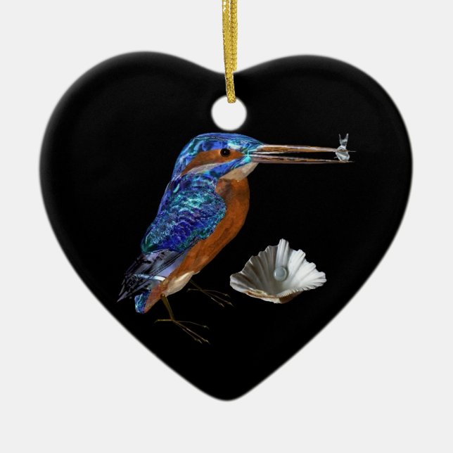 KINGFISHER,SEASHELLS BLUE SAPPHIRE HEART MONOGRAM JULGRANSPRYDNAD KERAMIK (Framsidan)