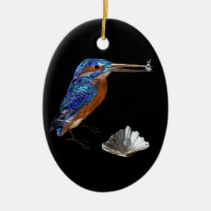 KINGFISHER,SEASHELLS BLUE SAPPHIRE HEART MONOGRAM JULGRANSPRYDNAD KERAMIK