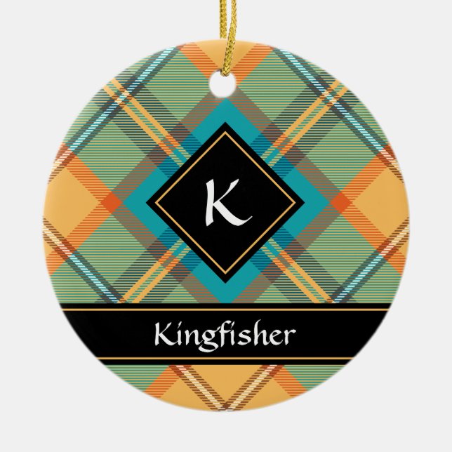 Kingfisher Tartan Ceramic Ornament (Framsidan)