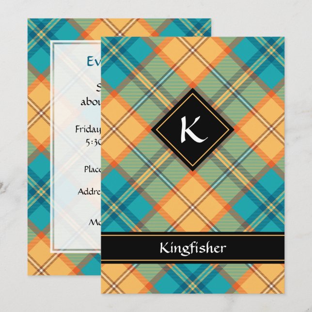 Kingfisher Tartan-inbjudan Inbjudningar (Fram/baksida)