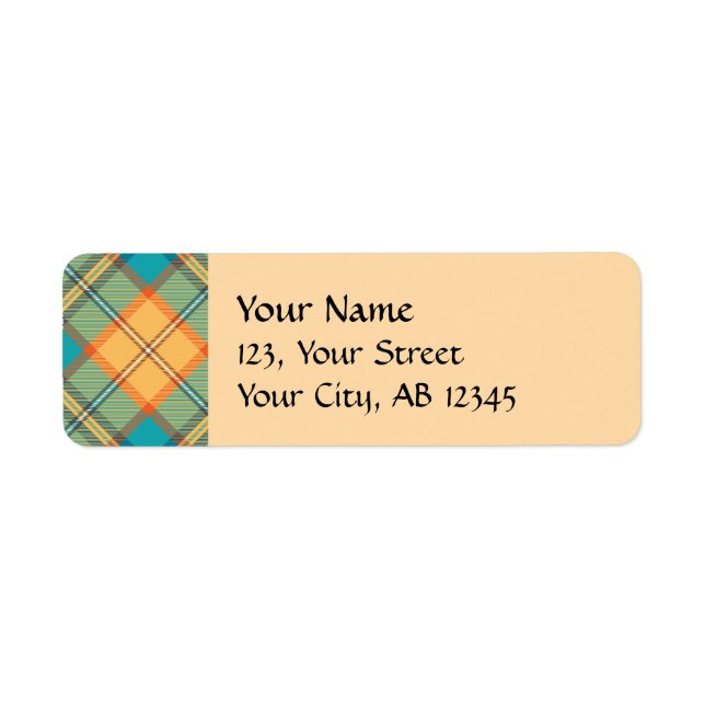 Kingfisher Tartan Label Returadress Etikett (Framsidan)