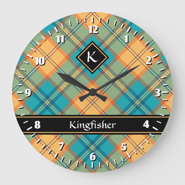 Kingfisher Tartan Large Clock Stor Klocka (Framsida)