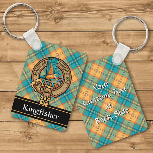 Kingfisher-Vapenskölden över Tartan Keychain Nyckelring
