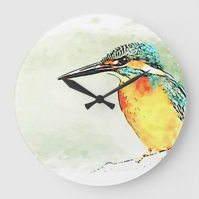Kingfisher Watching Stor Klocka (Framsida)