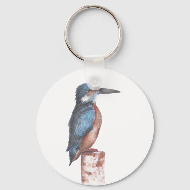 Kingfisher Watercolor Keychain Nyckelring (Framsida)