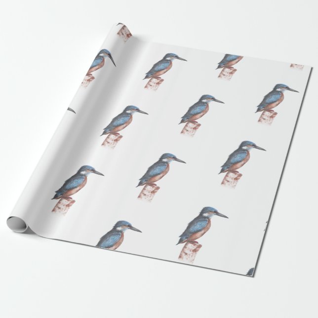 Kingfisher Watercolor Presentpapper (Utrullad)