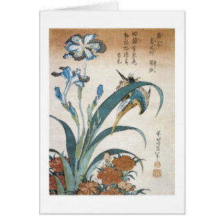Kingfisher with Irises, Hokusai, 1834 Hälsningskort