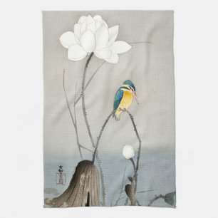 Kingfisher with Lotus Flower - Ohara Koson - Kökshandduk