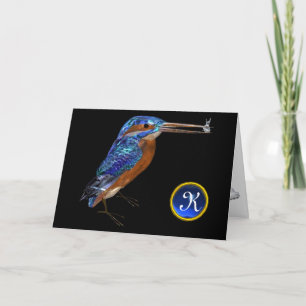 KINGFISHERMONOGRAM, blåttsafir, svart Anteckningskort