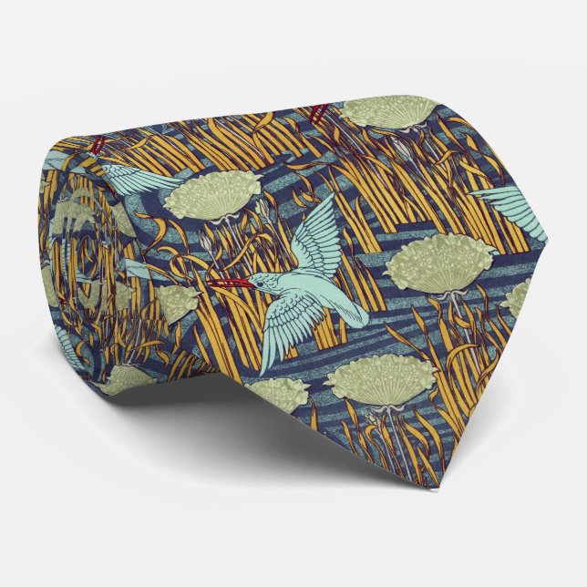 KINGFISKARE OCH BLOMMAR RUSH Art nouveau Blommigt Slips (Rullad)