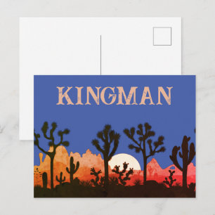 Kingman Arizona Kaktus Månuppgång Sydväst Solnedgå Vykort