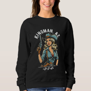Kingman Arizona USA Cowgirl med pistol västern sti T Shirt