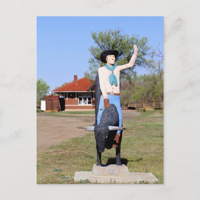 Kingman, Kansas, Bullrider Statue Vykort (Framsida)