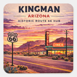Kingman Route 66 Retro Roadside-dekal gåva Fyrkantigt Klistermärke