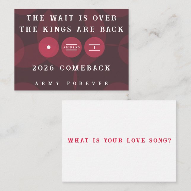 Kings are Back ARIRANG Comeback Freebie Card Tilläggskort (Fram/baksida)