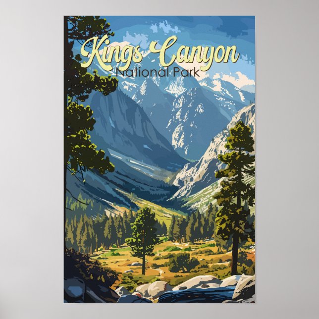 Kings Canyon National Park Illustration Resa Konst Poster (Framsidan)