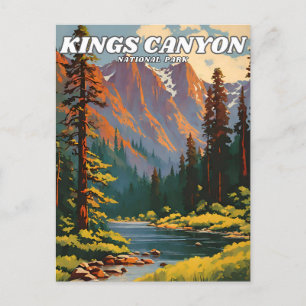 Kings Canyon National Park illustration retro Deco Vykort
