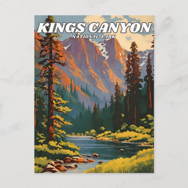 Kings Canyon National Park illustration retro Deco Vykort (Framsida)