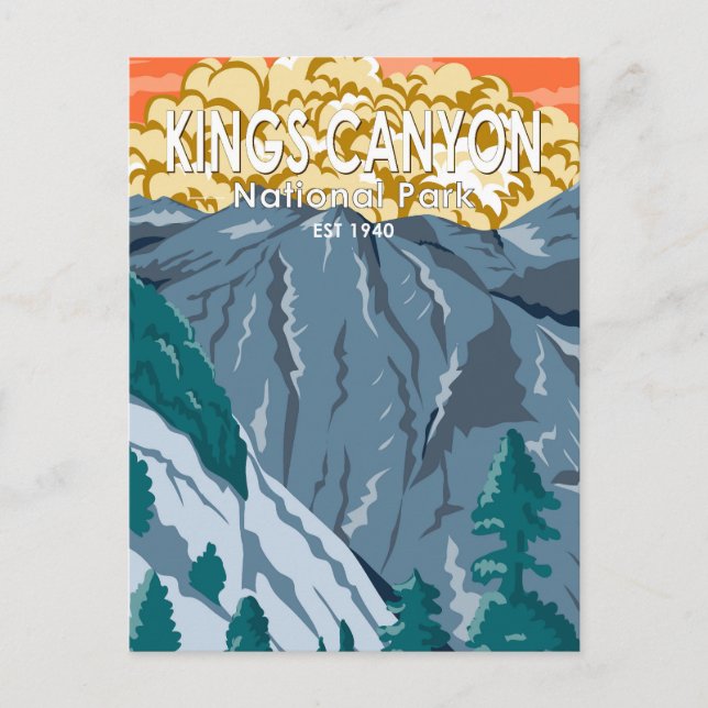 Kings Canyon National Park Solnedgång Vintage Vykort (Framsida)