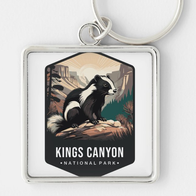 KINGS CANYON NATIONALPARK FYRKANTIG SILVERFÄRGAD NYCKELRING (Framsidan)